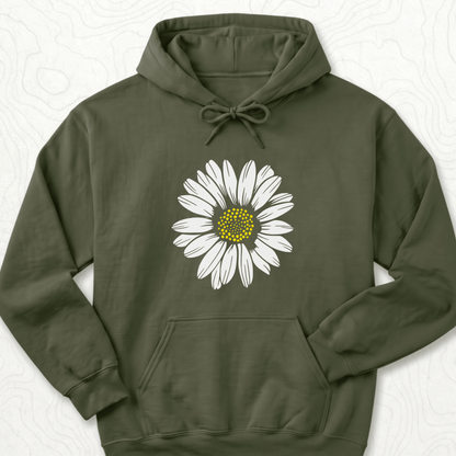 White Daisy Hoodie - Military Green
