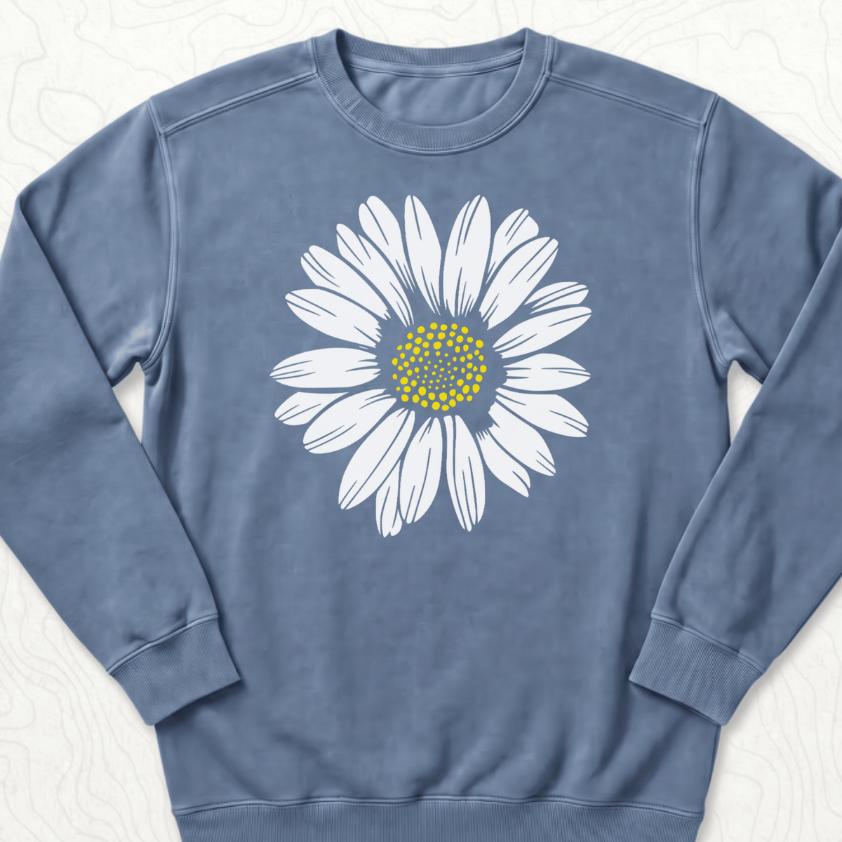 White Daisy Sweatshirt - Blue Jean