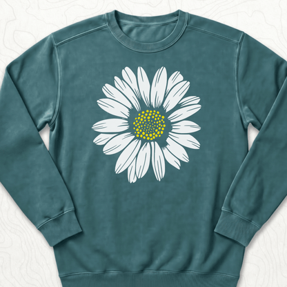 White Daisy Sweatshirt - Blue Spruce