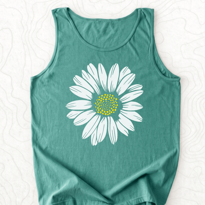 White Daisy Tank Top - Light Green