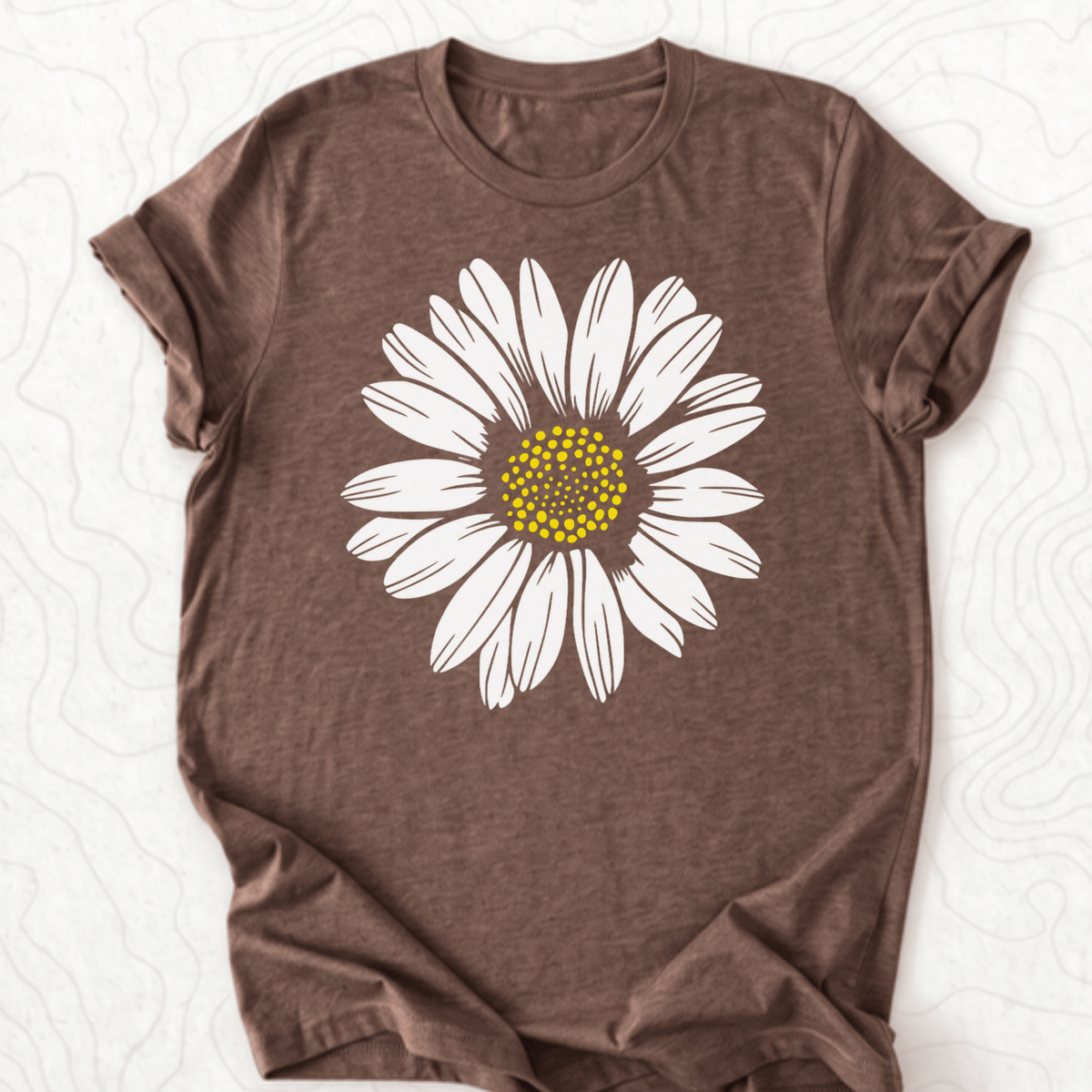 White Daisy Tee - Heather Brown