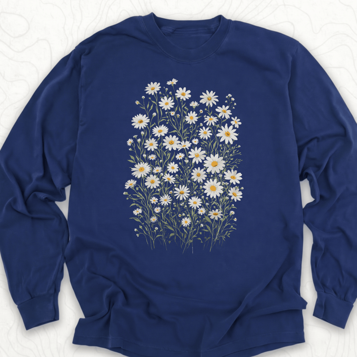 Wild Daisy Bouquet LS T-shirt - True Navy