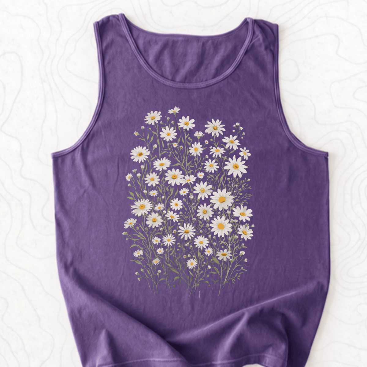 Wild Daisy Bouquet Tank Top - Grape