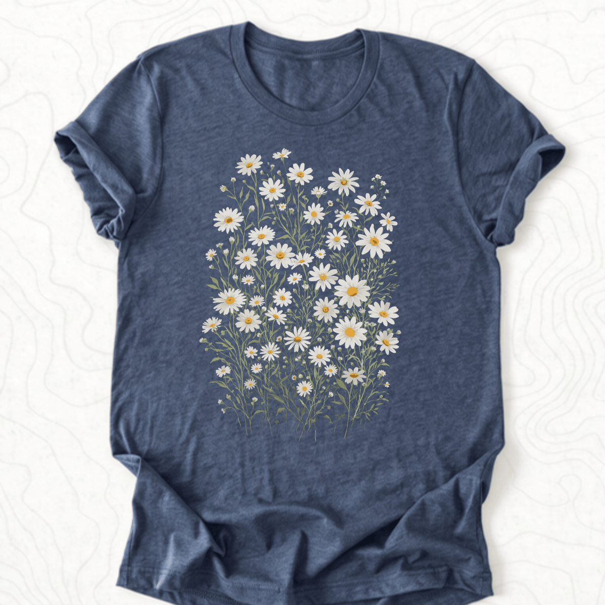 Wild Daisy Bouquet Tee - Heather Navy