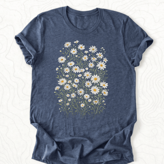 Wild Daisy Bouquet Tee - Heather Navy