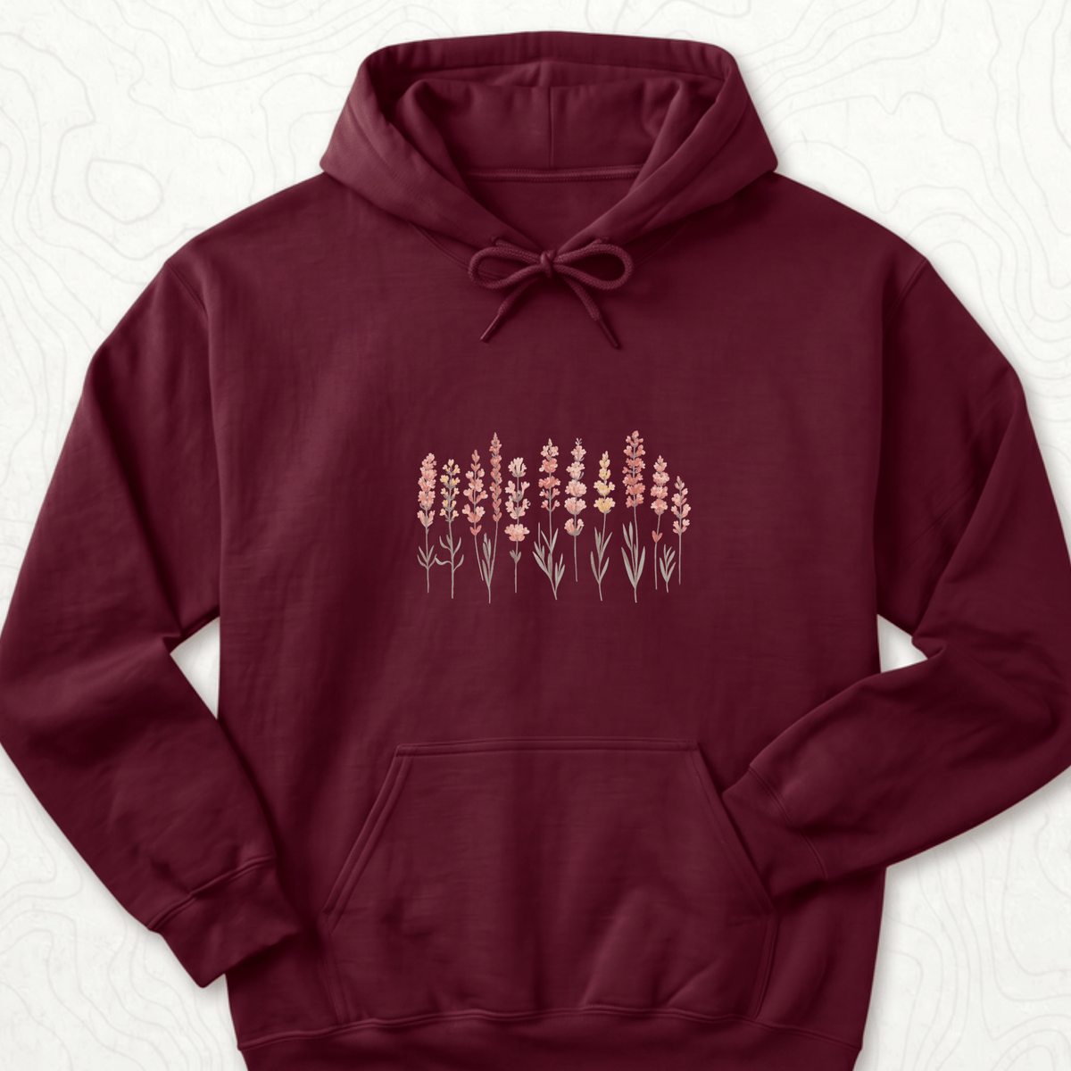 Wildflower Bouquet Hoodie - Maroon