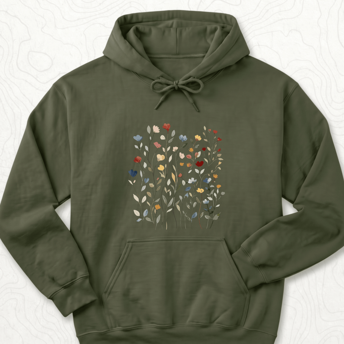 Wildflower Bouquet Hoodie - Military Green