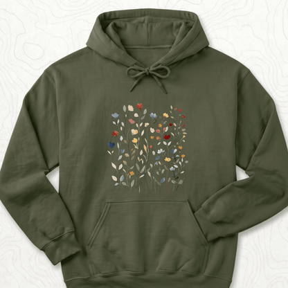 Wildflower Bouquet Hoodie - Military Green