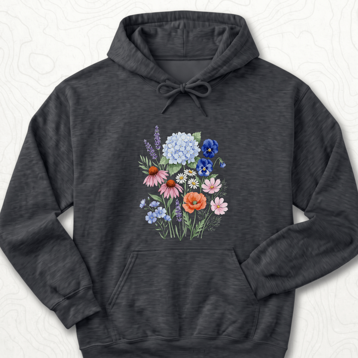 Wildflower Bouquet Hoodie - Dark Heather