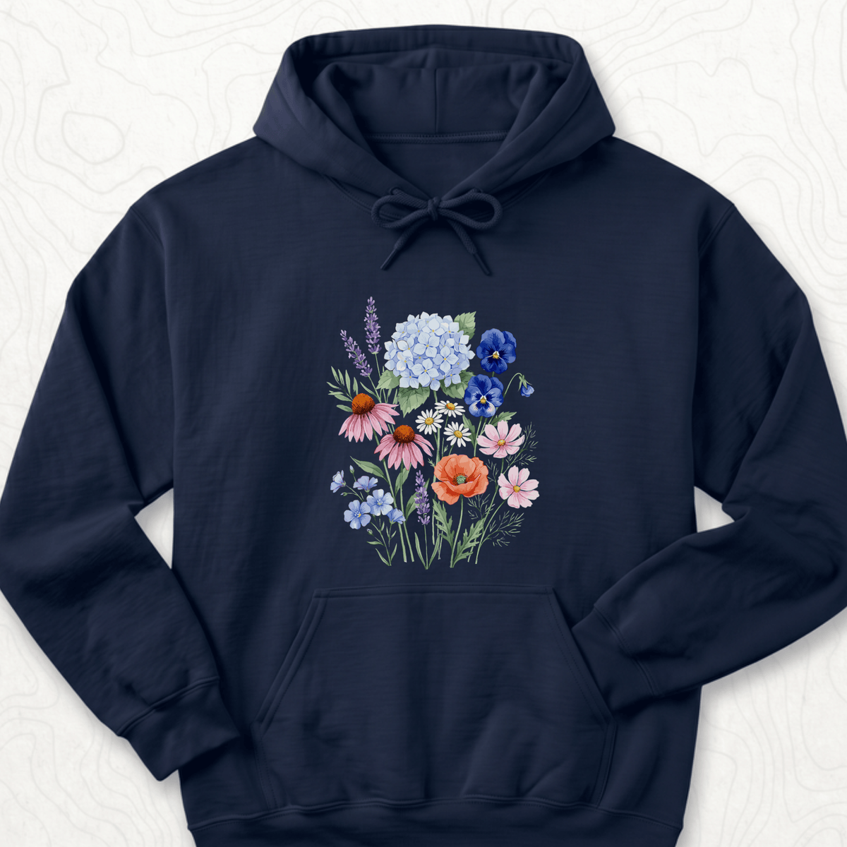Wildflower Bouquet Hoodie - Navy
