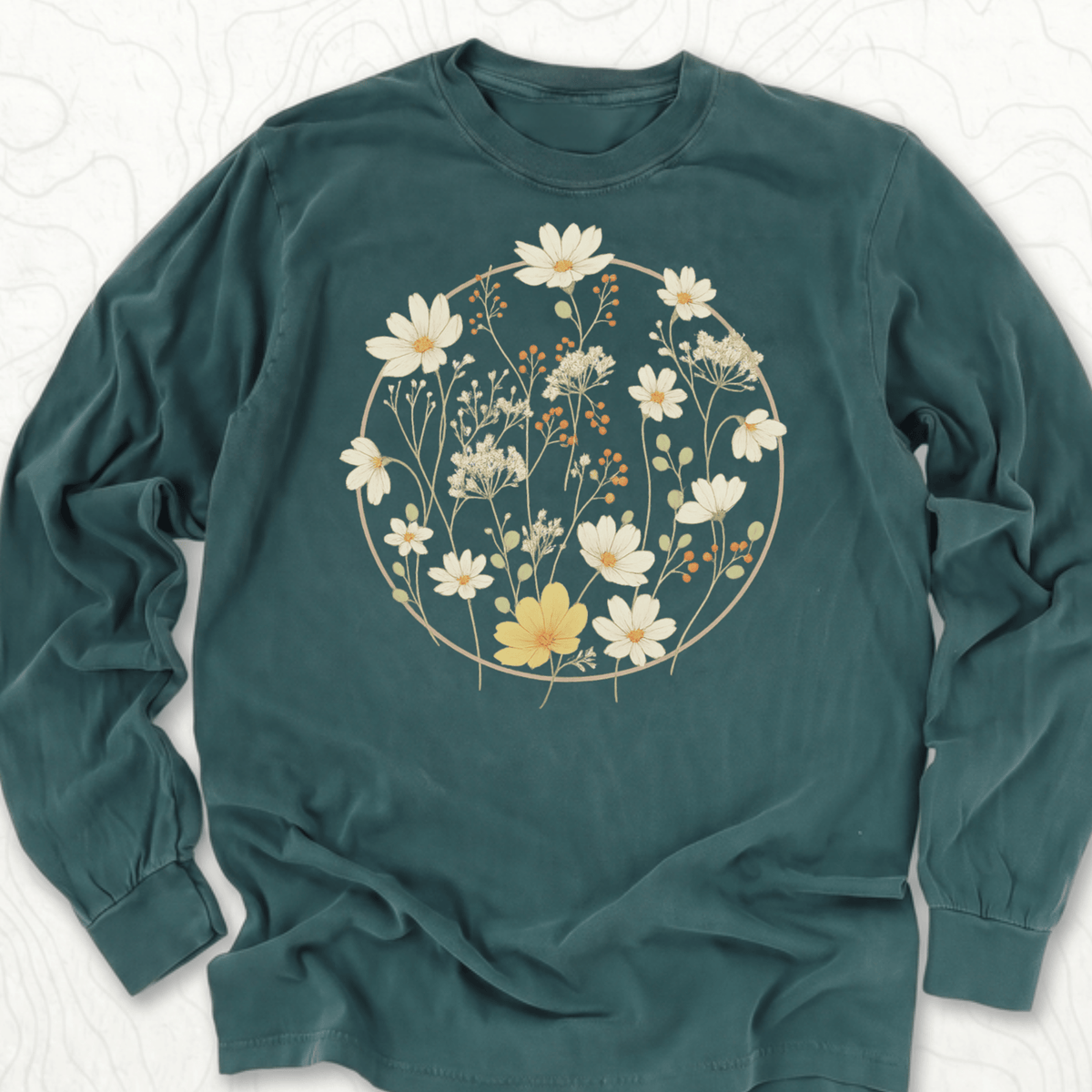 Wildflower Bouquet LS T-shirt - Blue Spruce