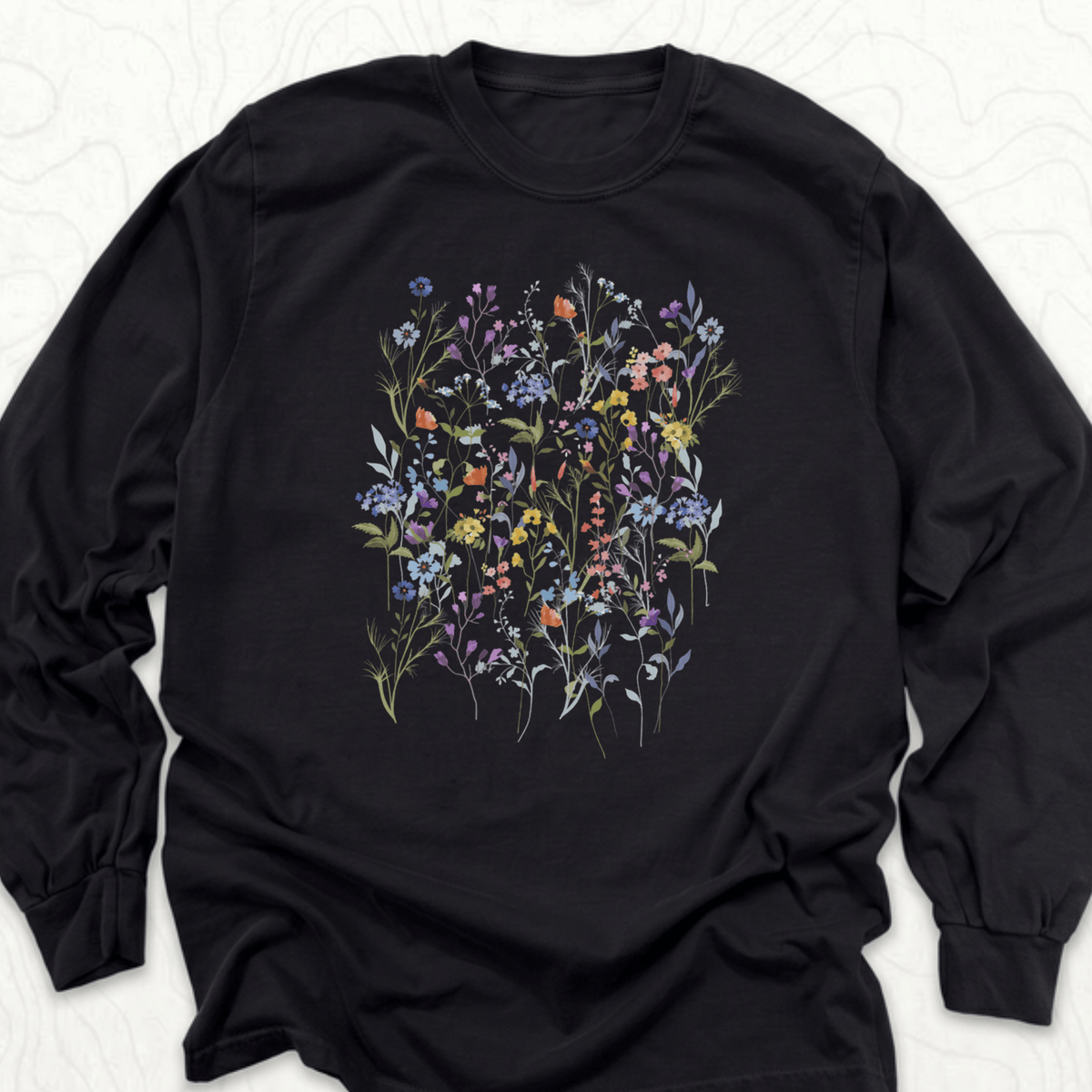 Wildflower Bouquet LS T-shirt - Black