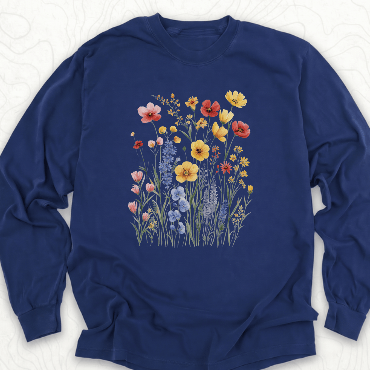 Wildflower Bouquet LS T-shirt - True Navy