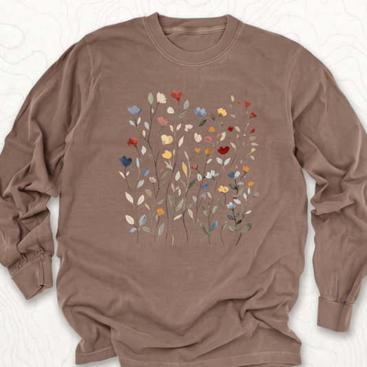 Wildflower Bouquet LS T-shirt - Espresso