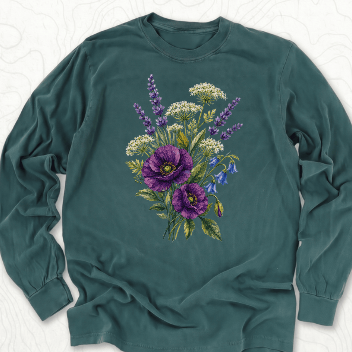 Wildflower Bouquet LS T-shirt - Blue Spruce