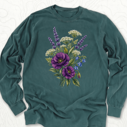 Wildflower Bouquet LS T-shirt - Blue Spruce