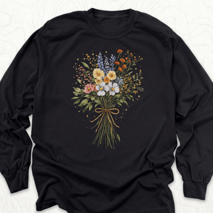 Wildflower Bouquet LS T-shirt - Black