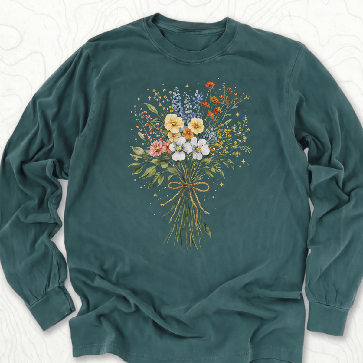Wildflower Bouquet LS T-shirt - Blue Spruce