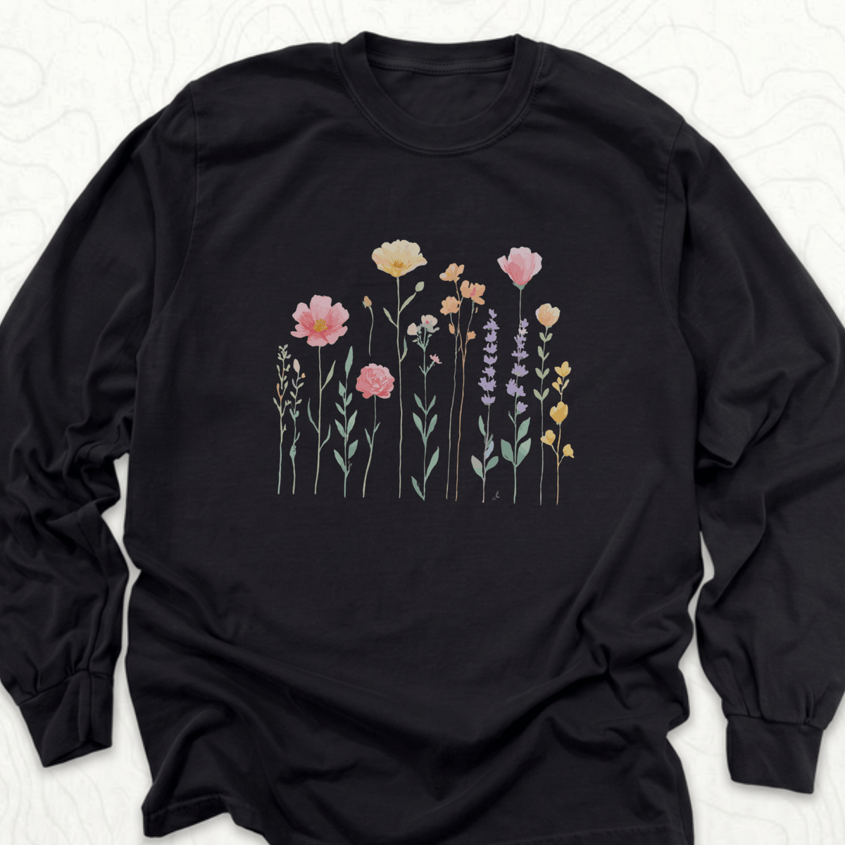 Wildflower Bouquet LS T-shirt - Black