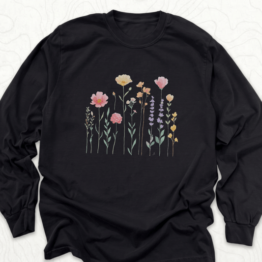 Wildflower Bouquet LS T-shirt - Black