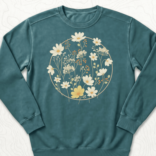 Wildflower Bouquet Sweatshirt - Blue Spruce