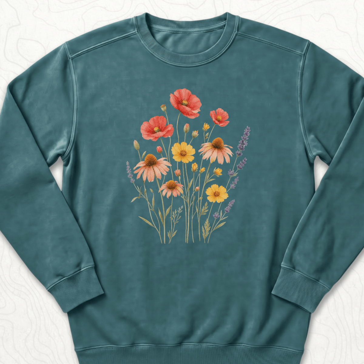 Wildflower Bouquet Sweatshirt - Blue Spruce