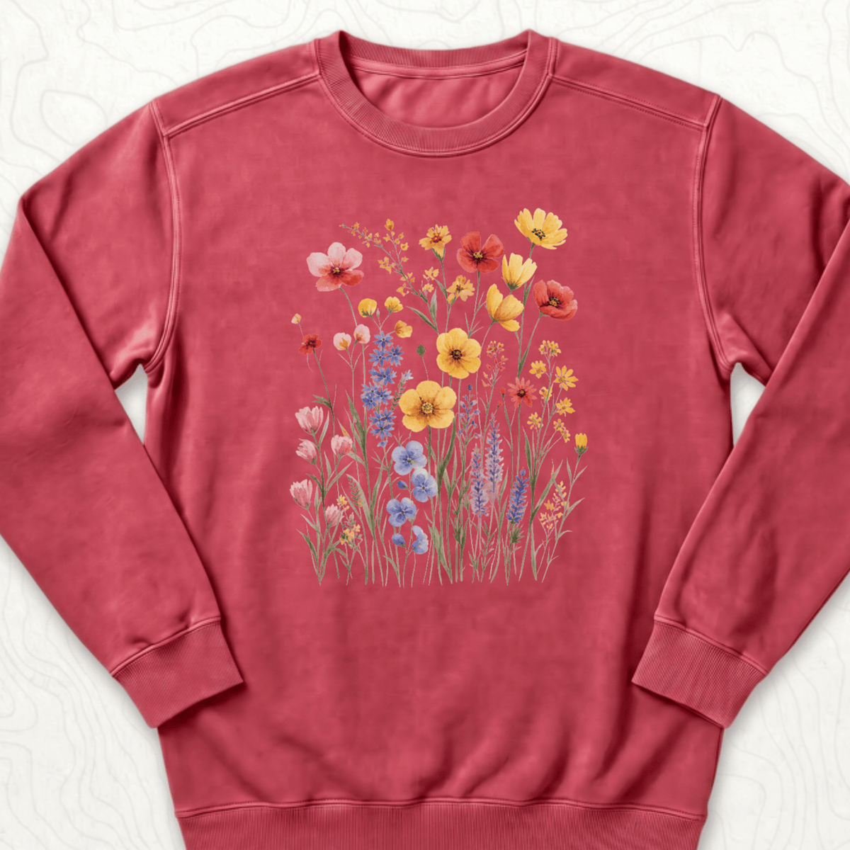 Wildflower Bouquet Sweatshirt - Crimson
