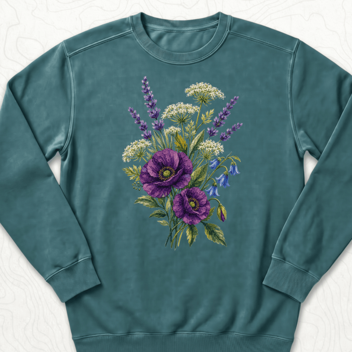 Wildflower Bouquet Sweatshirt - Blue Spruce