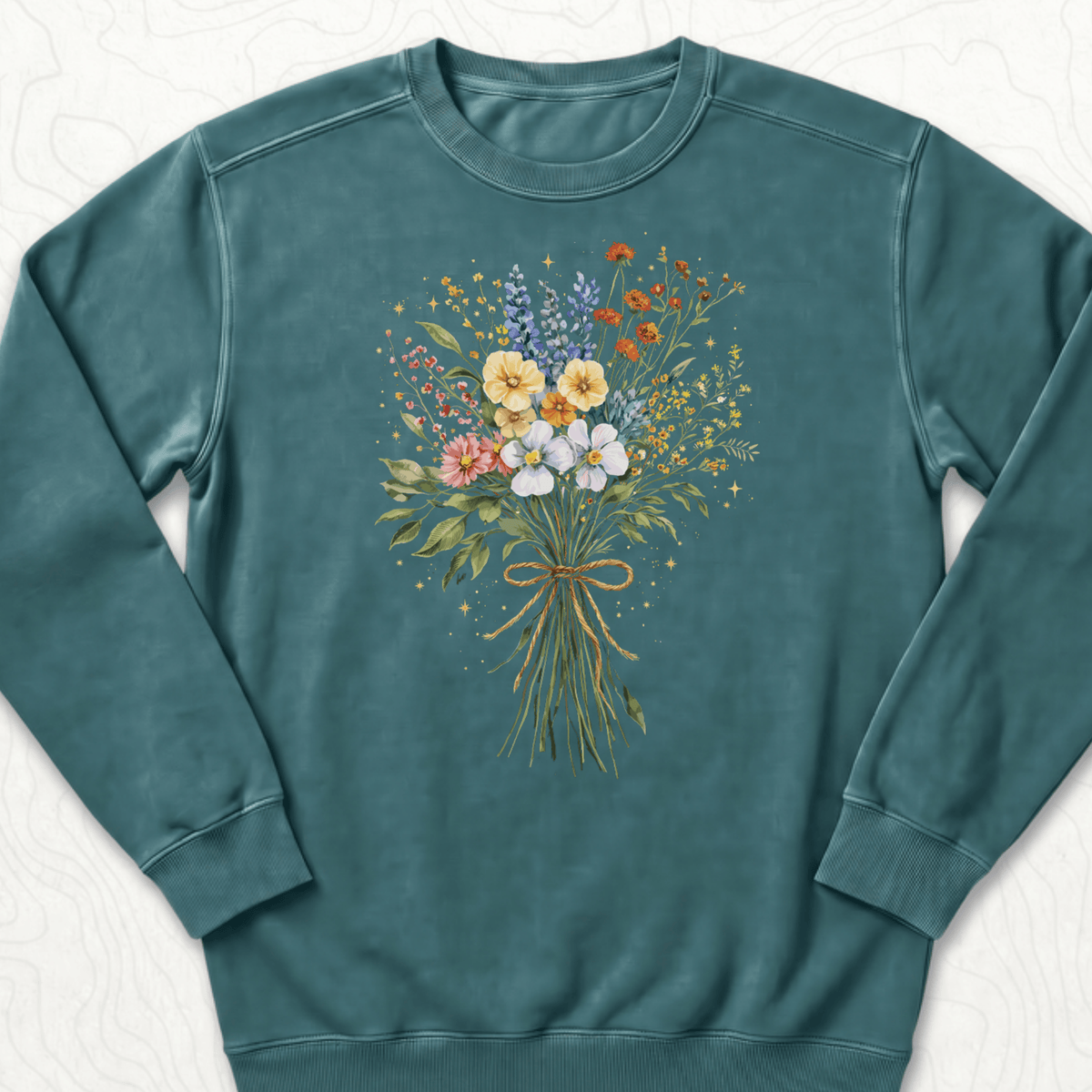 Wildflower Bouquet Sweatshirt - Blue Spruce