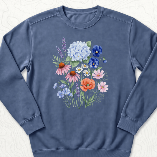 Wildflower Bouquet Sweatshirt - Denim