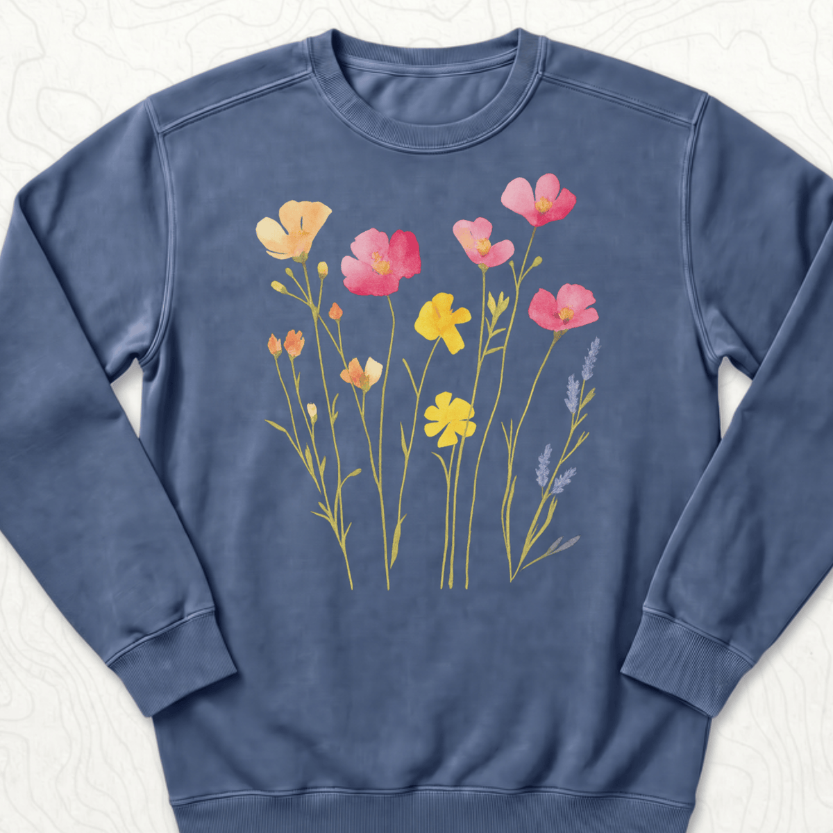 Wildflower Bouquet Sweatshirt - Denim