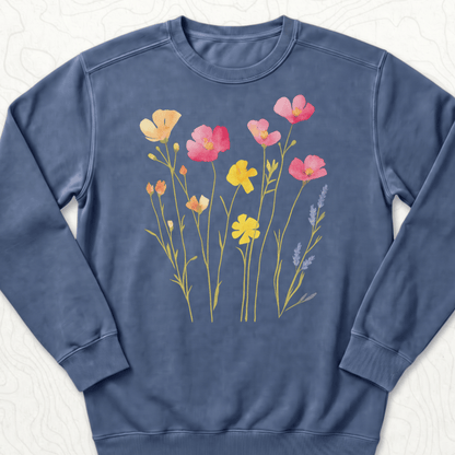 Wildflower Bouquet Sweatshirt - Denim