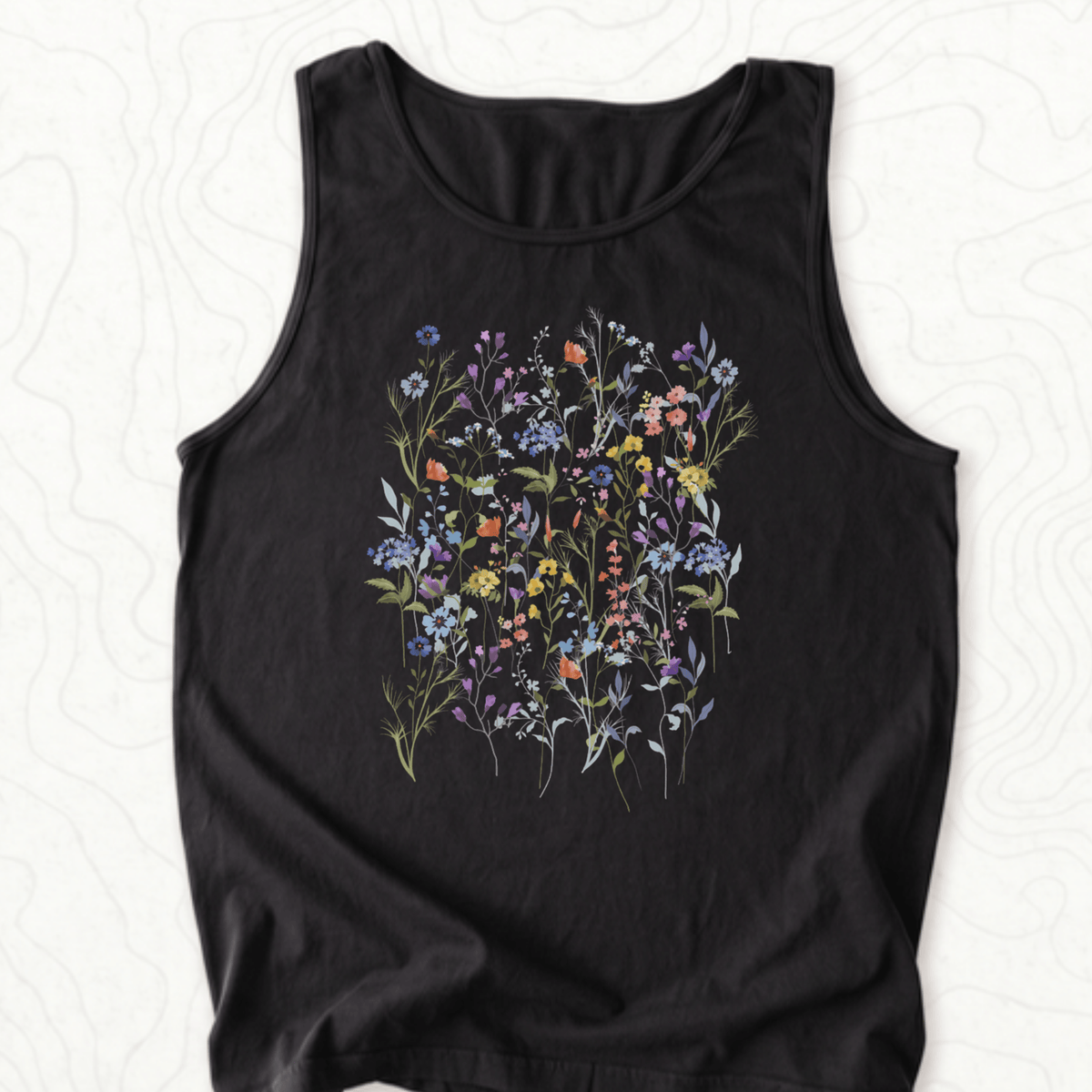 Wildflower Bouquet Tank Top - Black