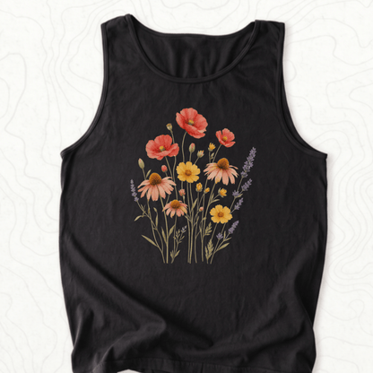 Wildflower Bouquet Tank Top - Black