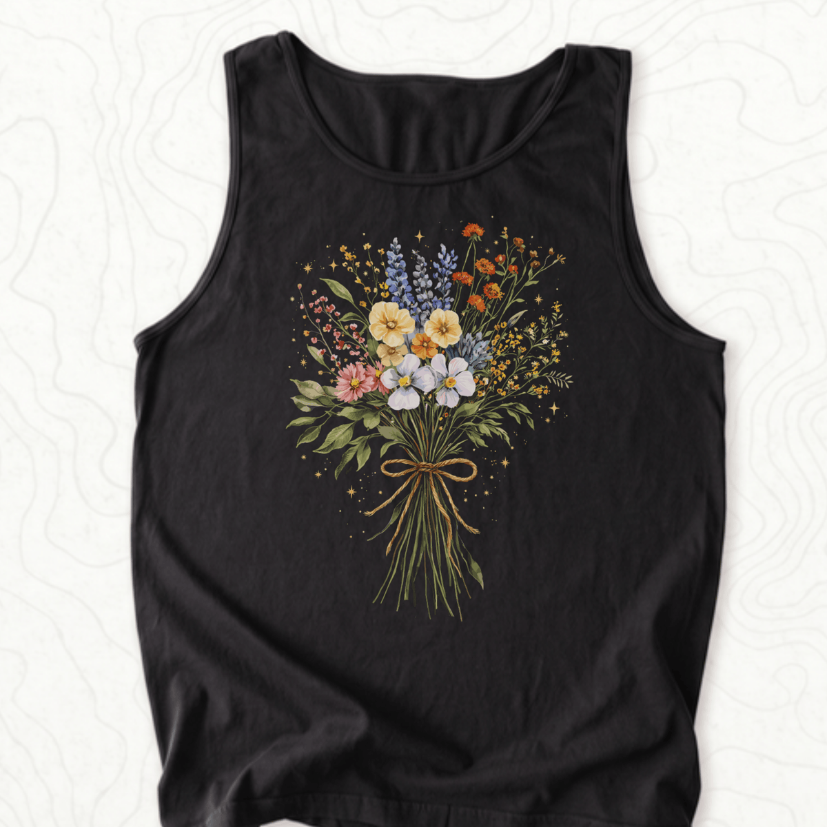 Wildflower Bouquet Tank Top - Black