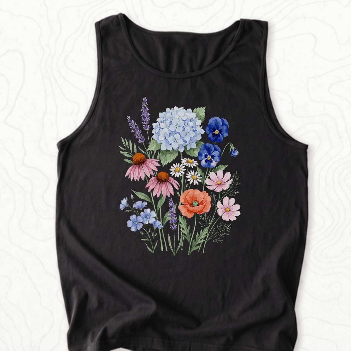 Wildflower Bouquet Tank Top - Black