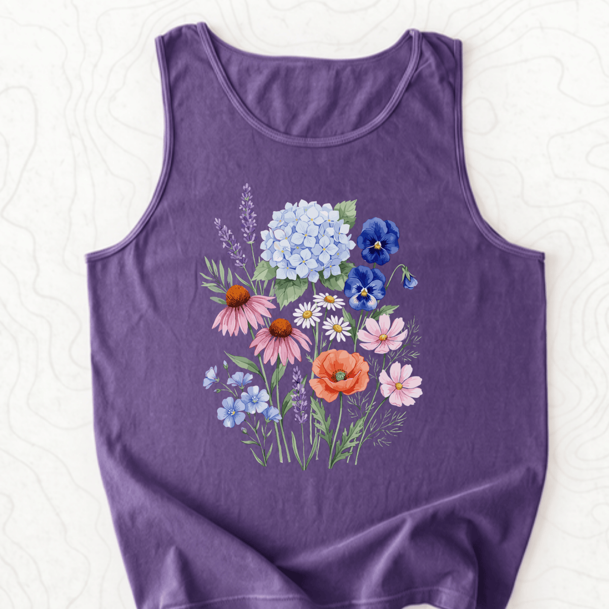 Wildflower Bouquet Tank Top - Grape
