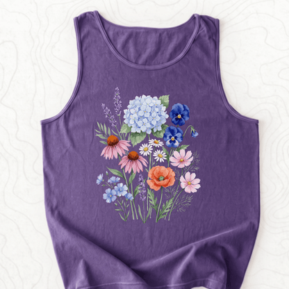Wildflower Bouquet Tank Top - Grape