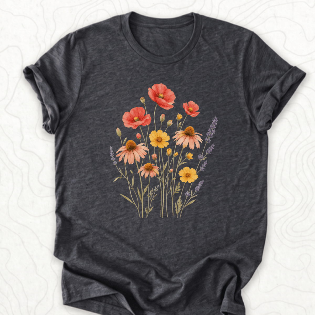 Wildflower Bouquet Tee - Dark Grey Heather
