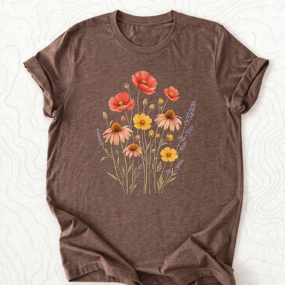 Wildflower Bouquet Tee - Heather Brown