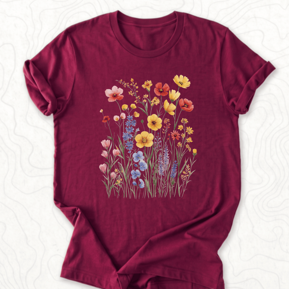 Wildflower Bouquet Tee - Maroon