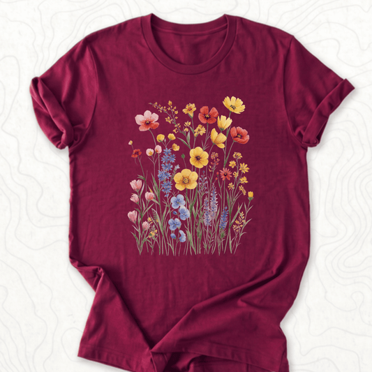 Wildflower Bouquet Tee - Maroon
