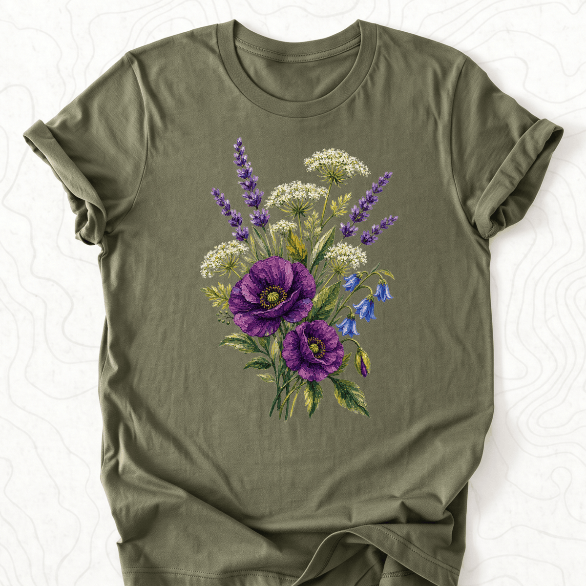 Wildflower Bouquet Tee - Military Green