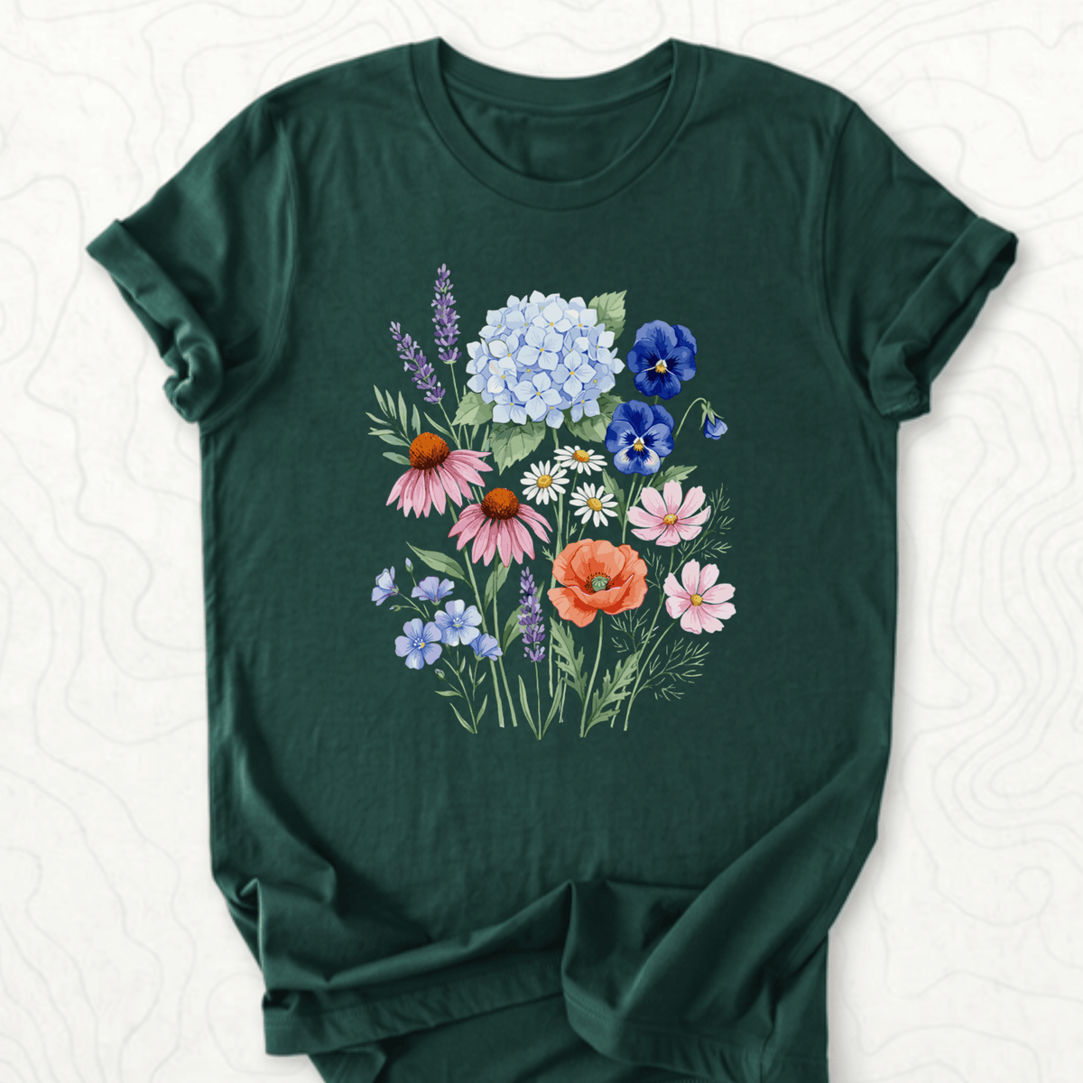 Wildflower Bouquet Tee - Forest