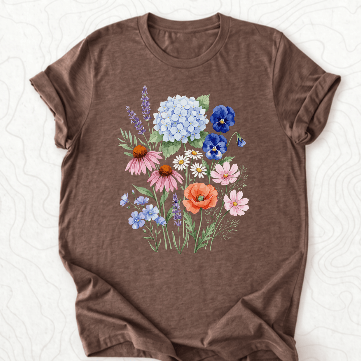 Wildflower Bouquet Tee - Heather Brown