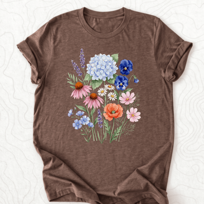 Wildflower Bouquet Tee - Heather Brown