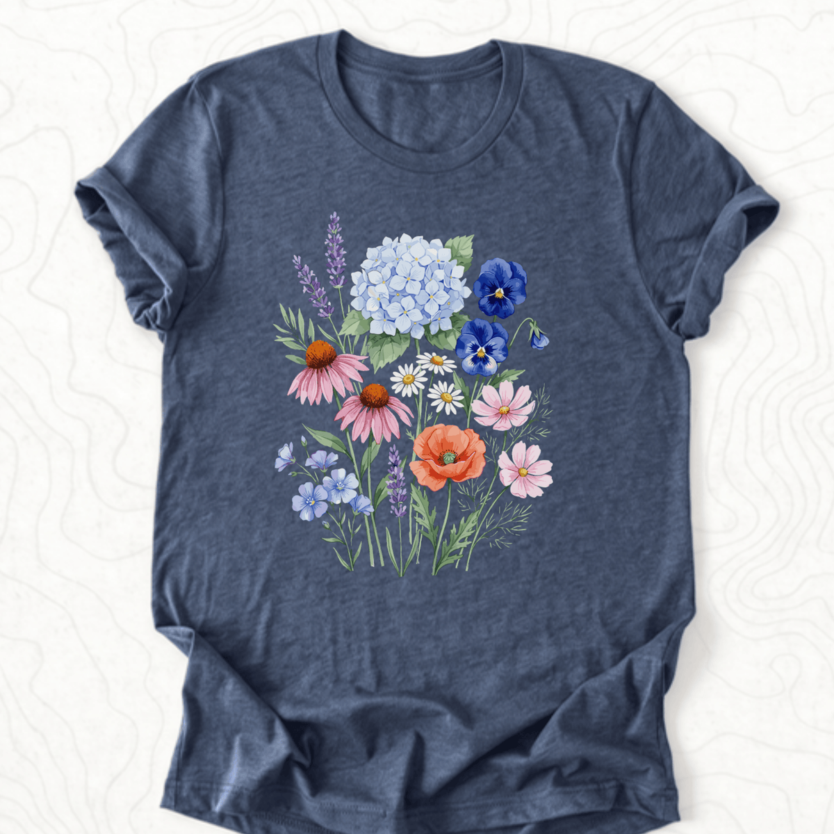 Wildflower Bouquet Tee - Heather Navy