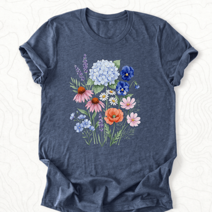 Wildflower Bouquet Tee - Heather Navy