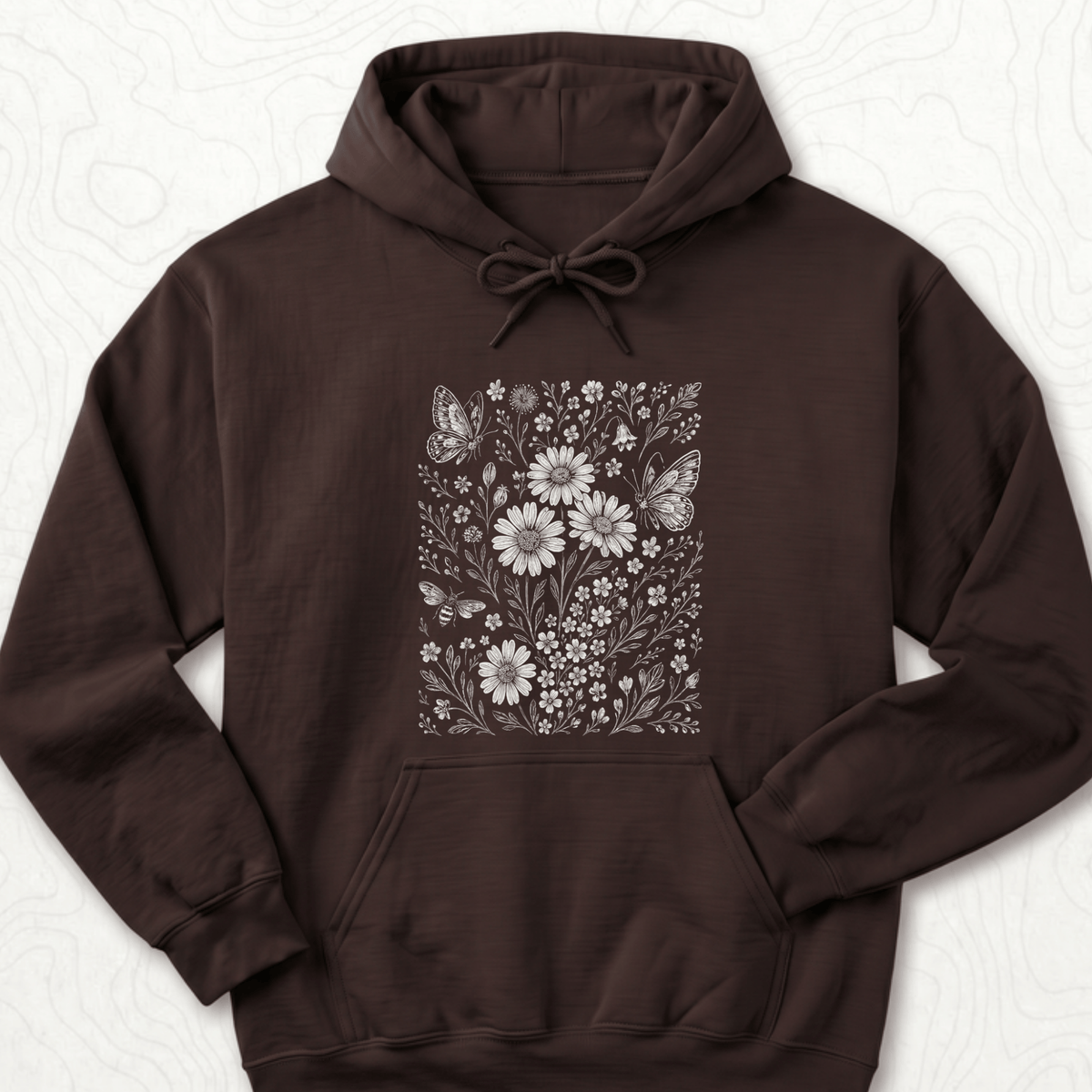 Wildflower Butterflies Hoodie - Dark Chocolate