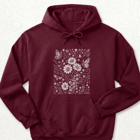 Wildflower Butterflies Hoodie - Maroon